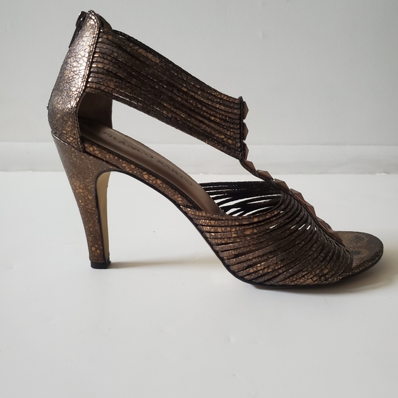 Franco Sarto Bronze Strappy Heels Size 10 - Picture 3 of 7